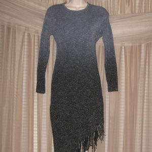 Knit Gray Gradient Assymentric Hem Stretching Dres